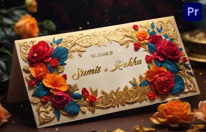 Luxurious Classic 3D Floral Hindu Wedding Invitation Slideshow